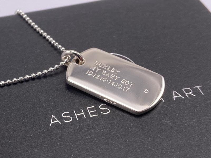 Secrets Dog Tag Memorial Pendant With Ashes Or Hair - Ashes With Art