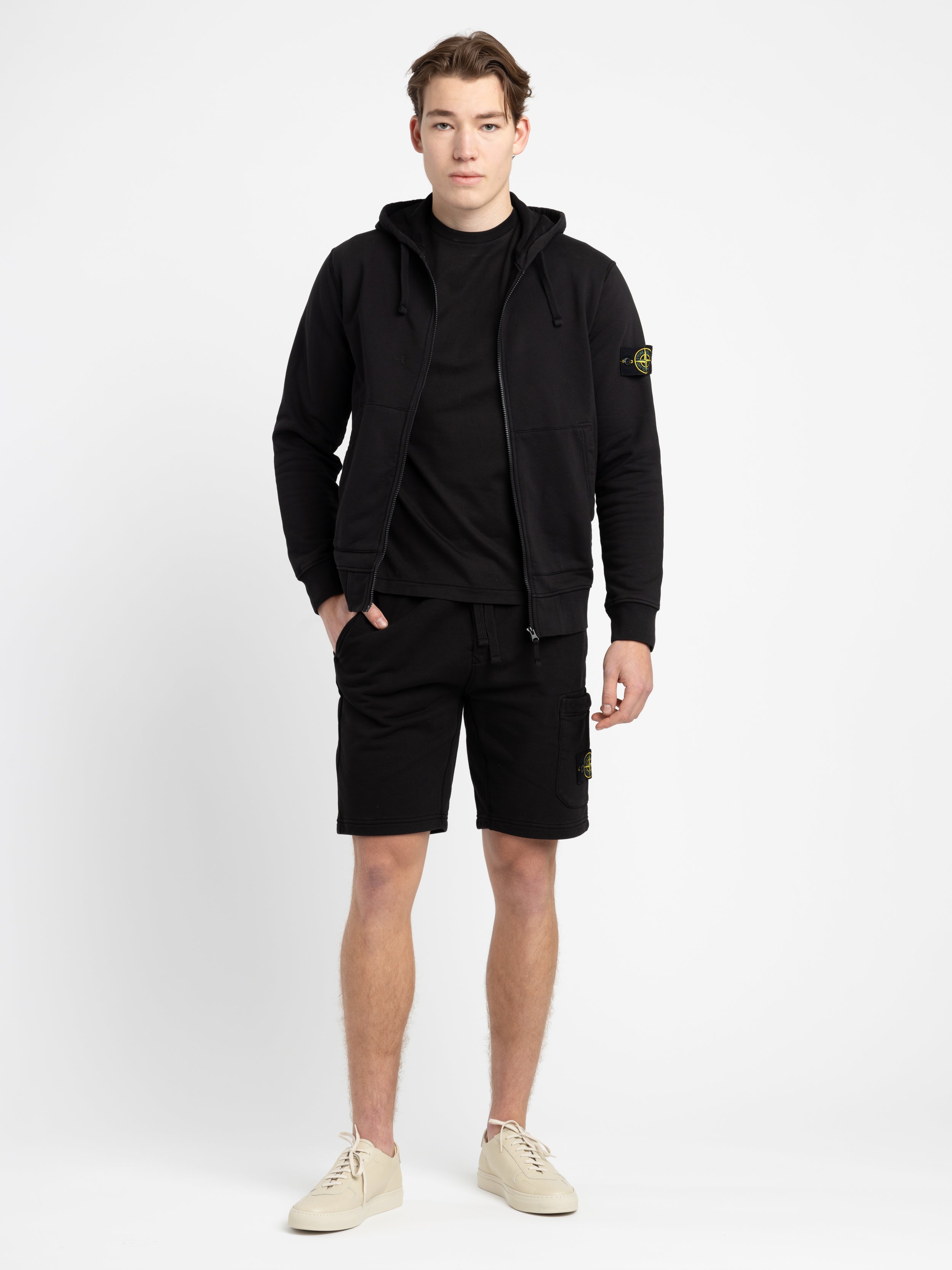 Black Cotton Full Zip Hooded Sweater