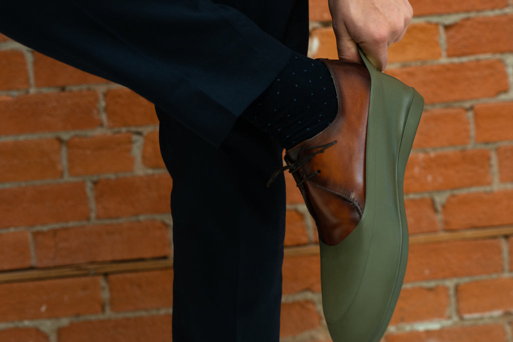 Putting on Swims galoshes - how to care for dress shoes