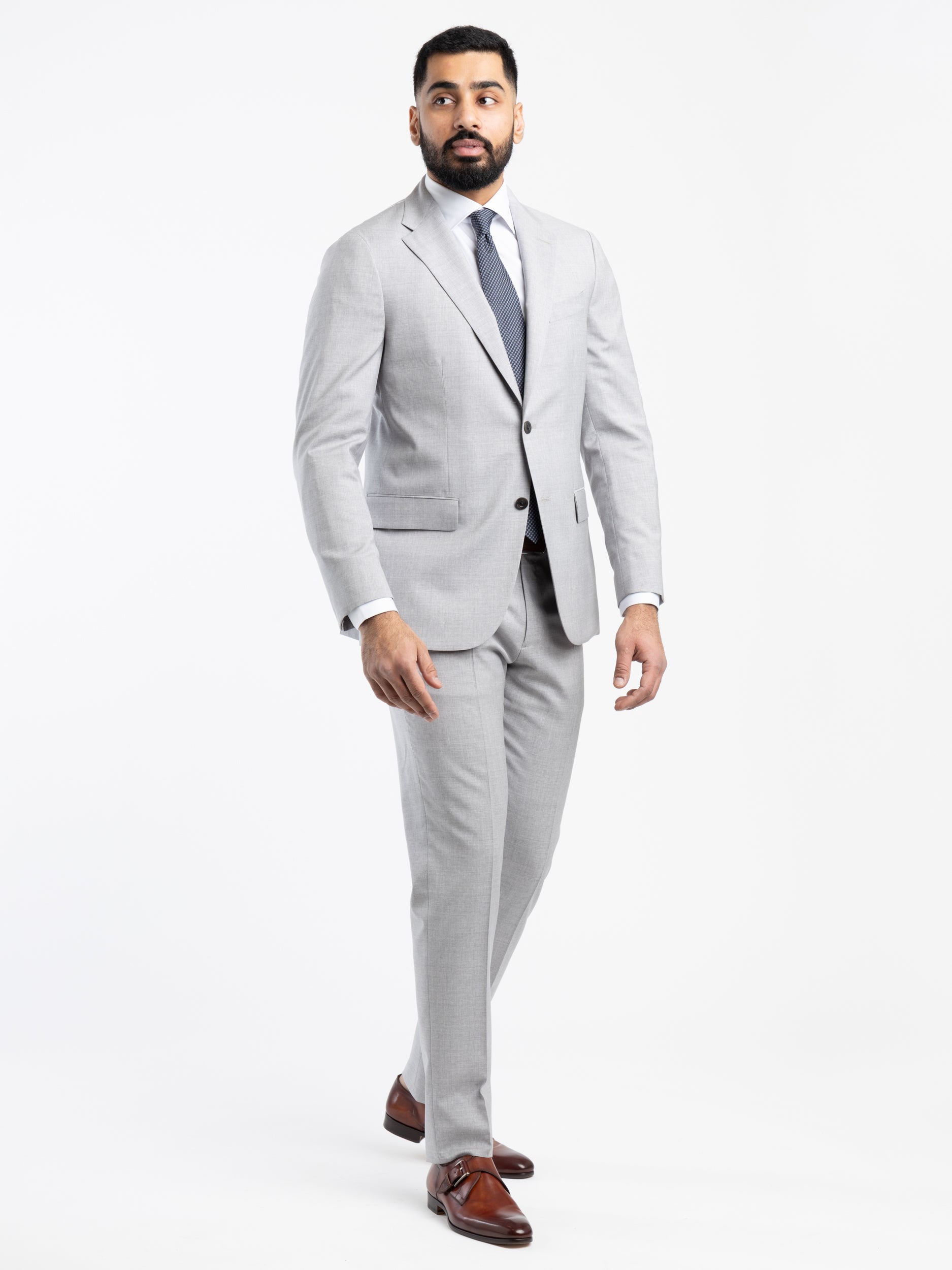 Grey Virgin Wool B-Line Suit