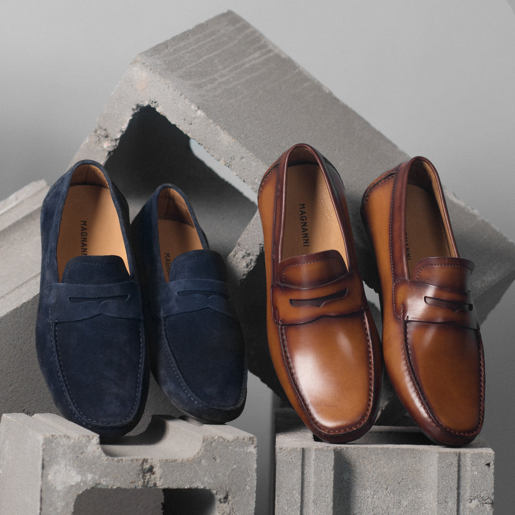 MAGNANNI - DRIVING SHOE - BLUE - BROWN - SUEDE - LEATHER - 