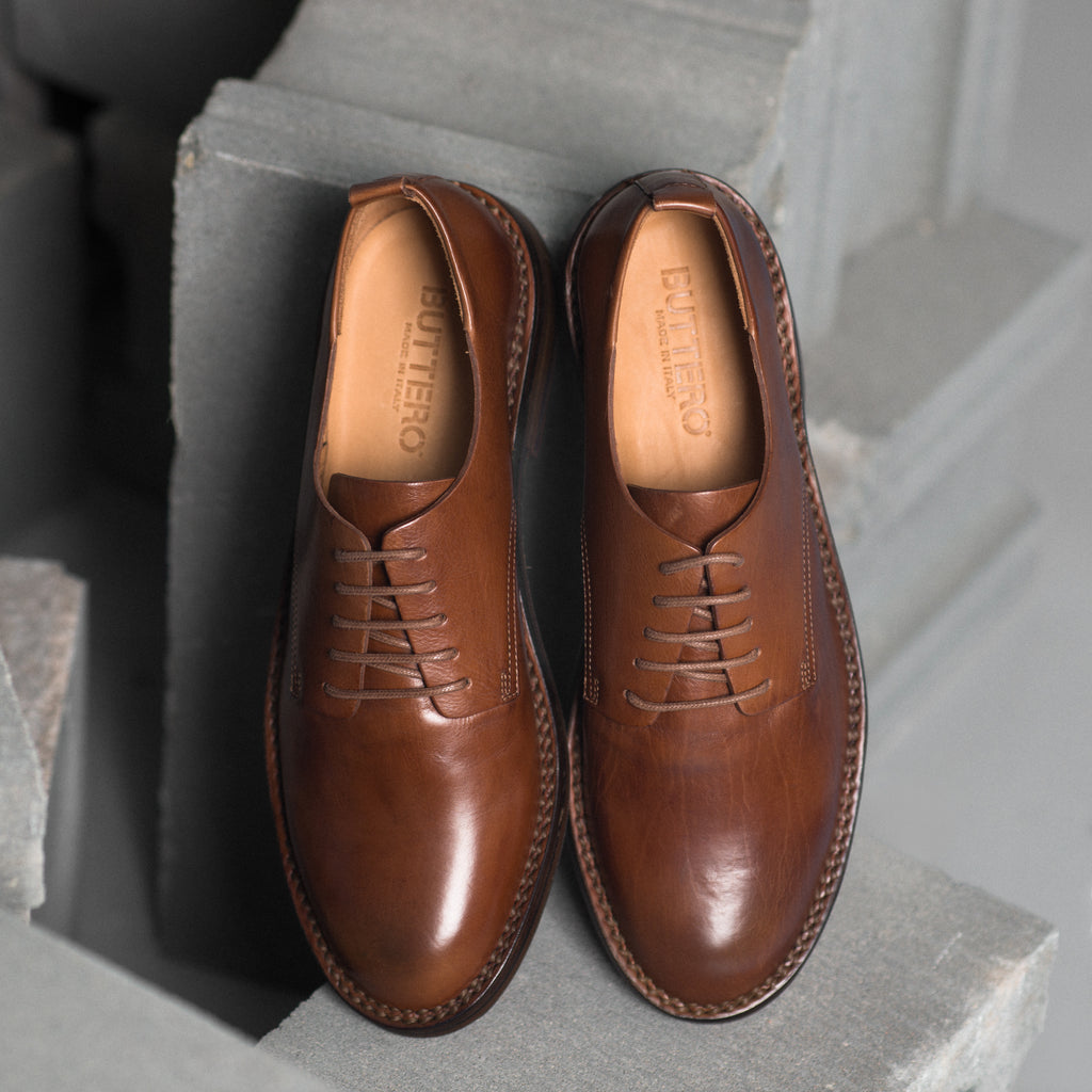 BUTTERO - DERBY SHOE - BROWN - LEATHER 