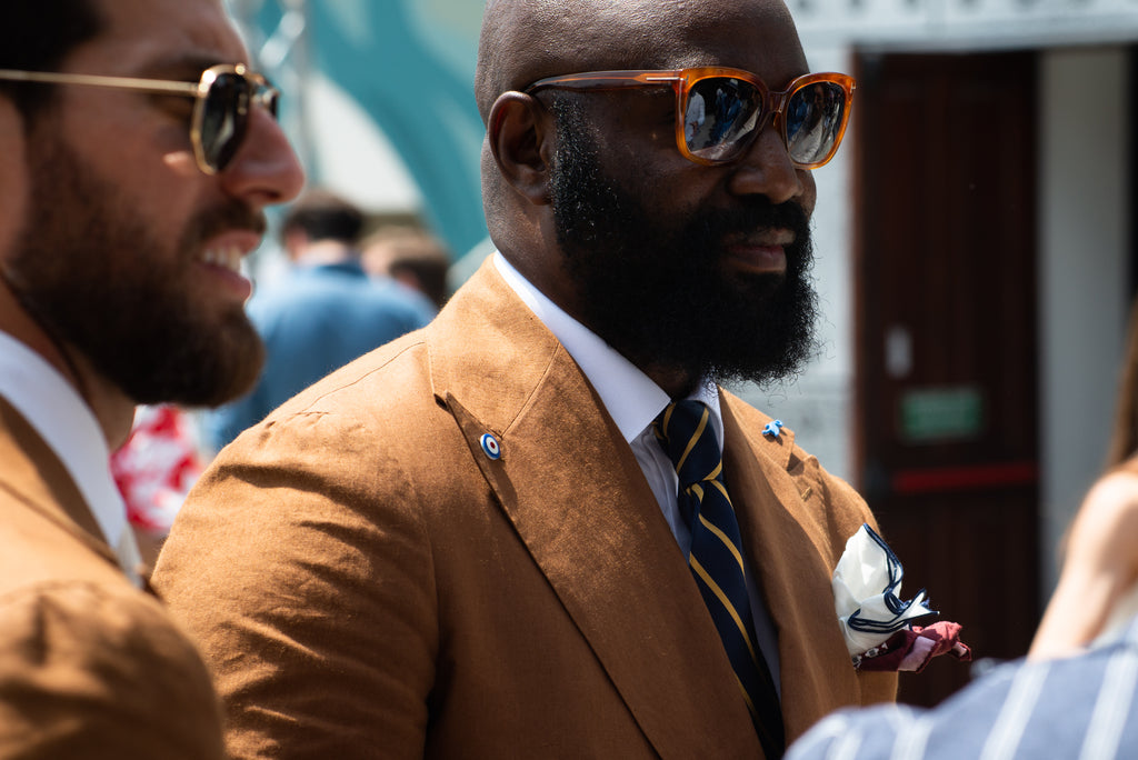 Pitti Uomo 96, 2019, street style, tobacco jacket with navy tie