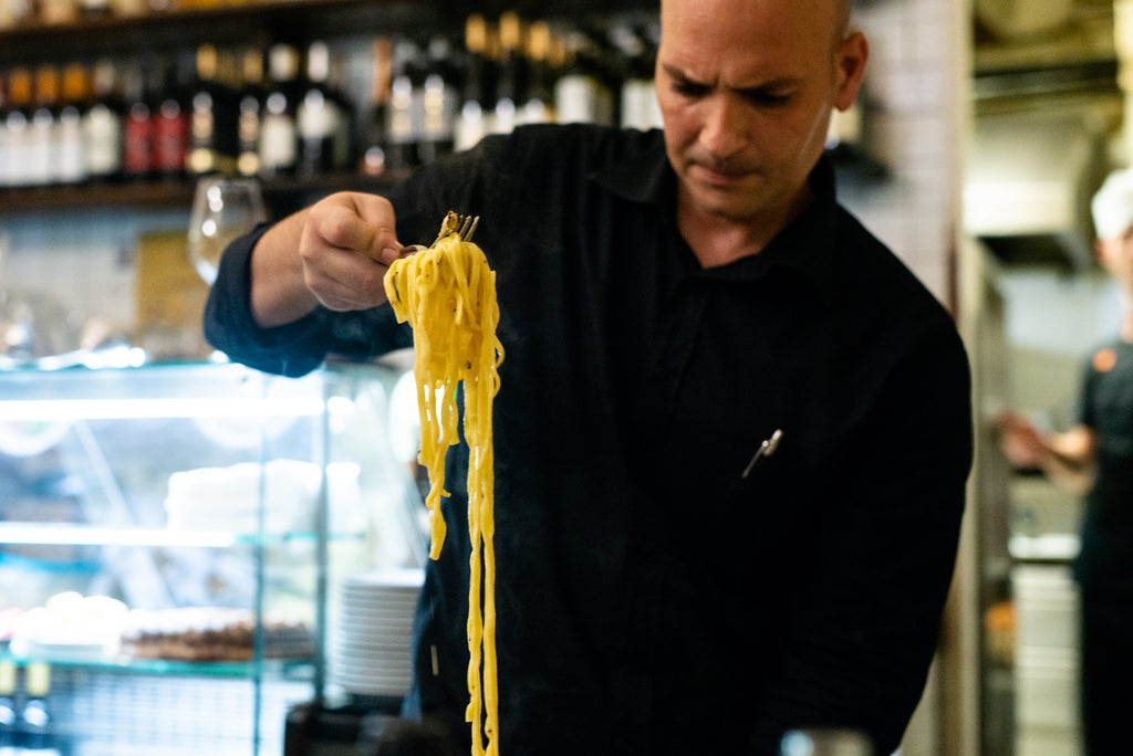 Serving truffle pasta