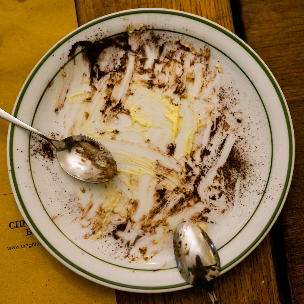 Empty tiramisu plate