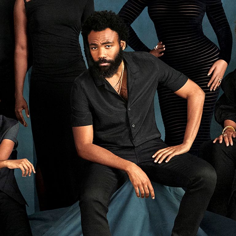 Donald Glover in a camp collar shirt