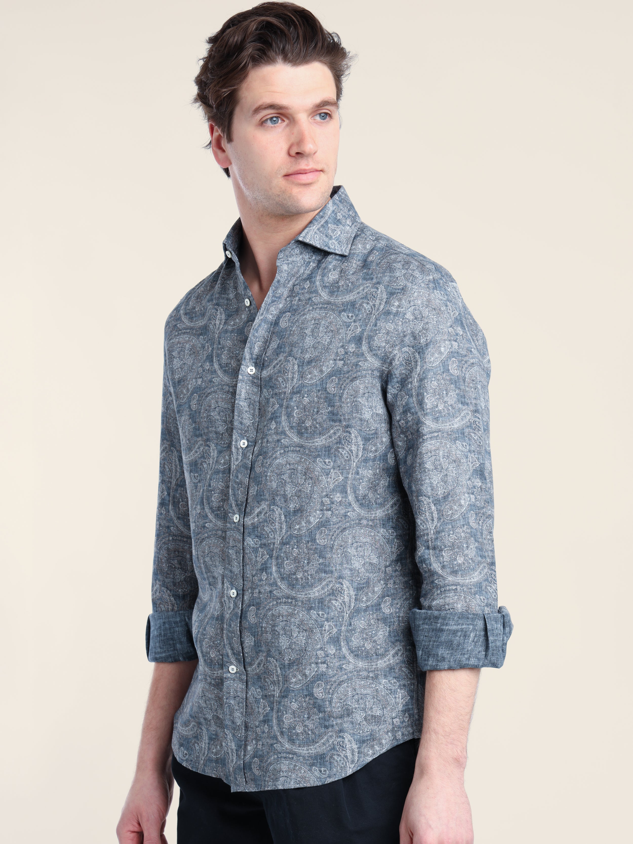 Blue Paisley Cotton Shirt