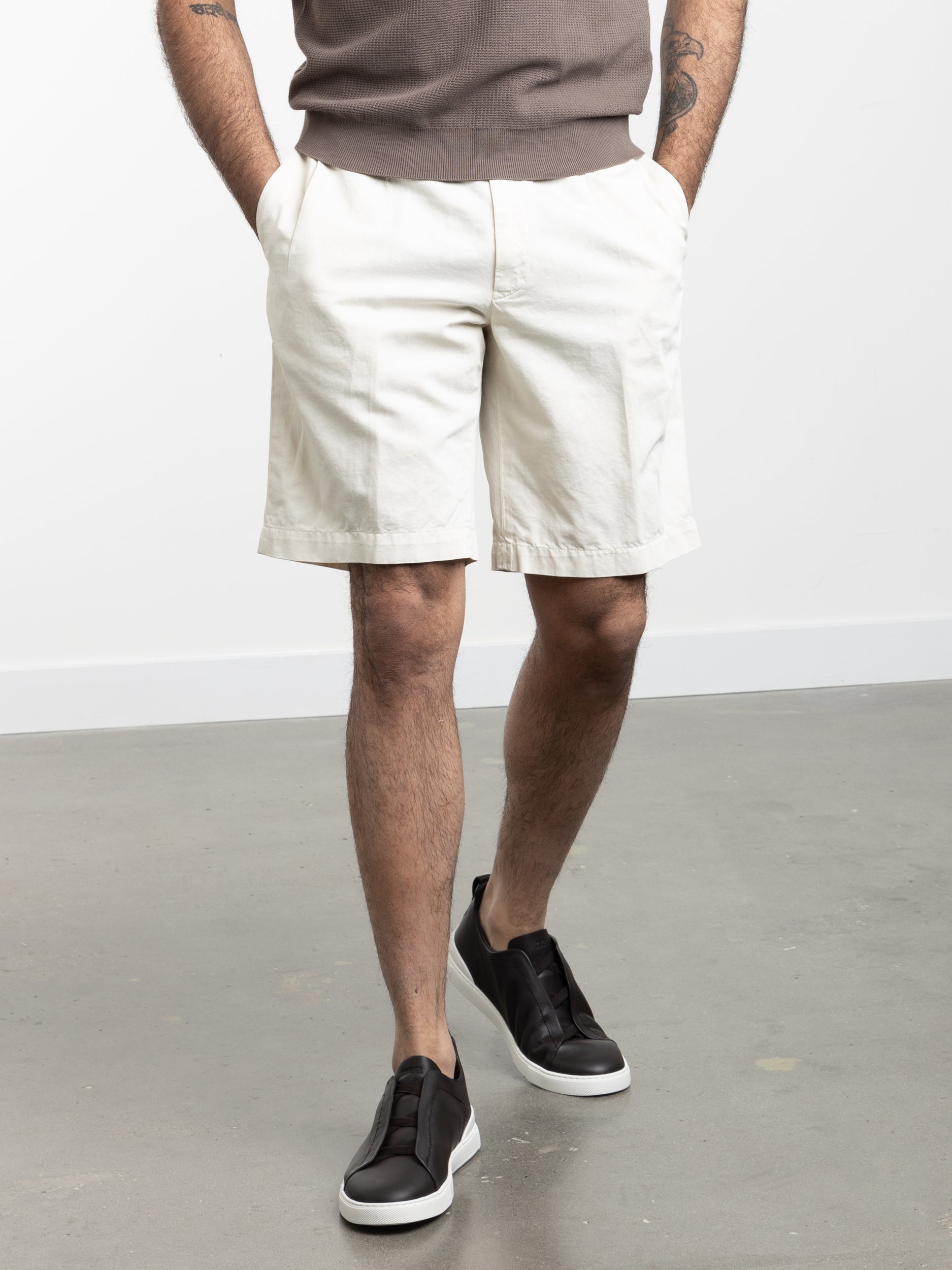 Image of ZEGNA White Cotton-Linen Shorts