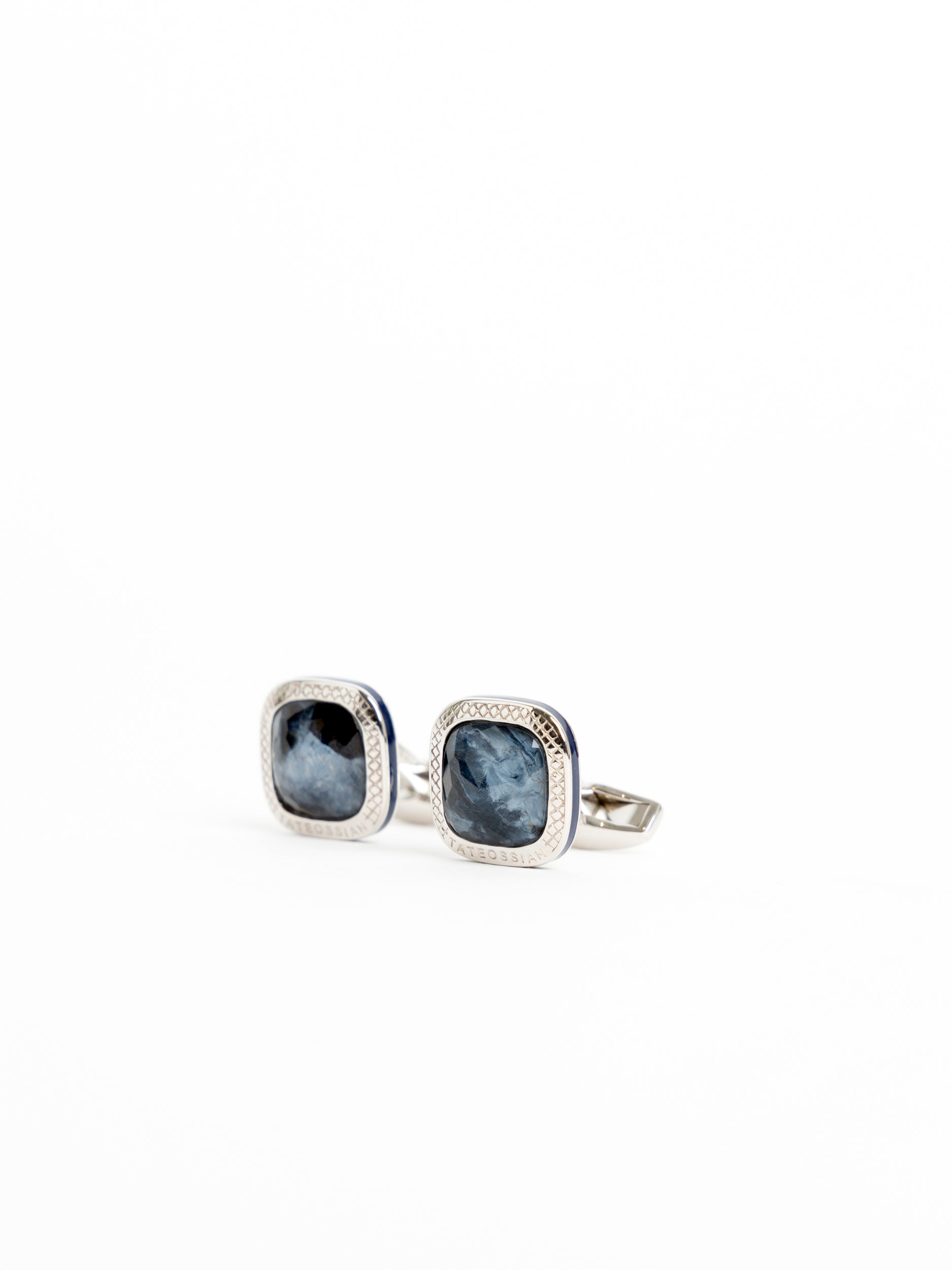 Dark Blue Pietersite Doppione Cushion Cufflinks