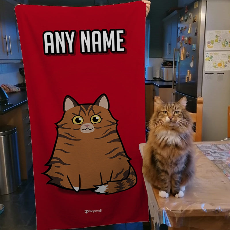 Personalised Cat Red Bath Towel - Image 2