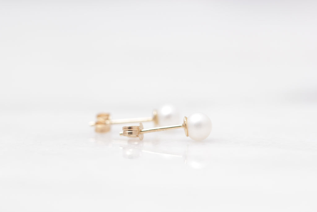 10k Gold Pearl Studs – Reiko Designs Jewellery