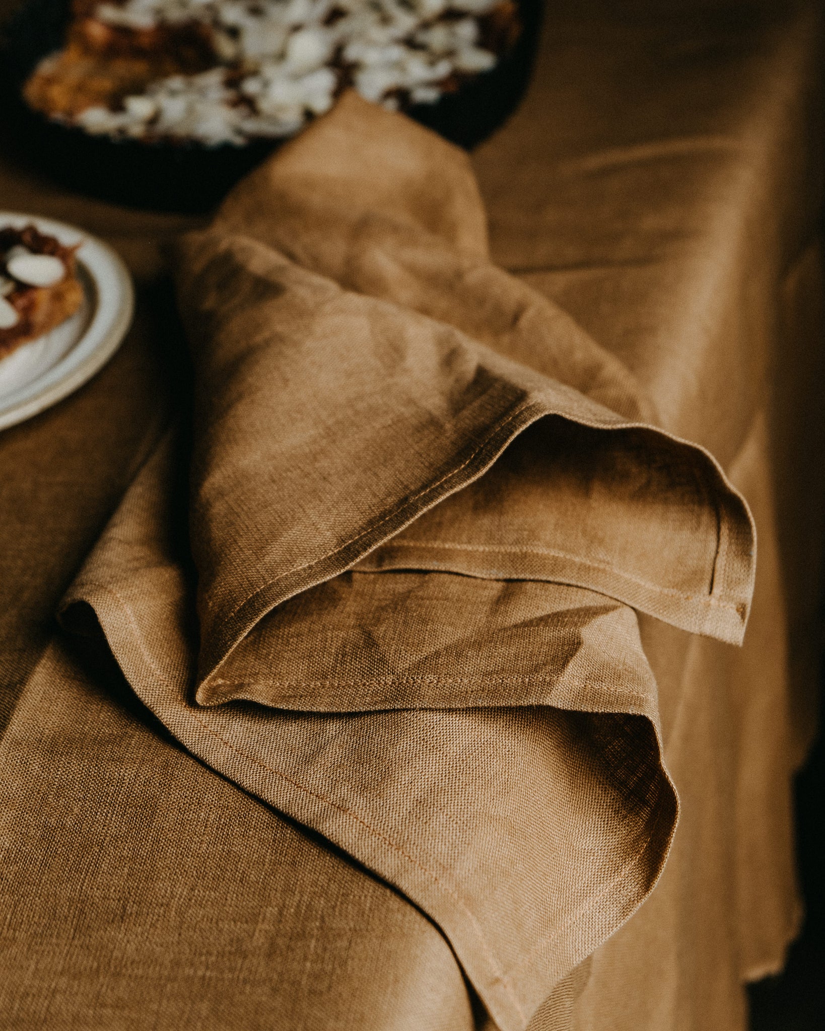 brown linen kitchen towel