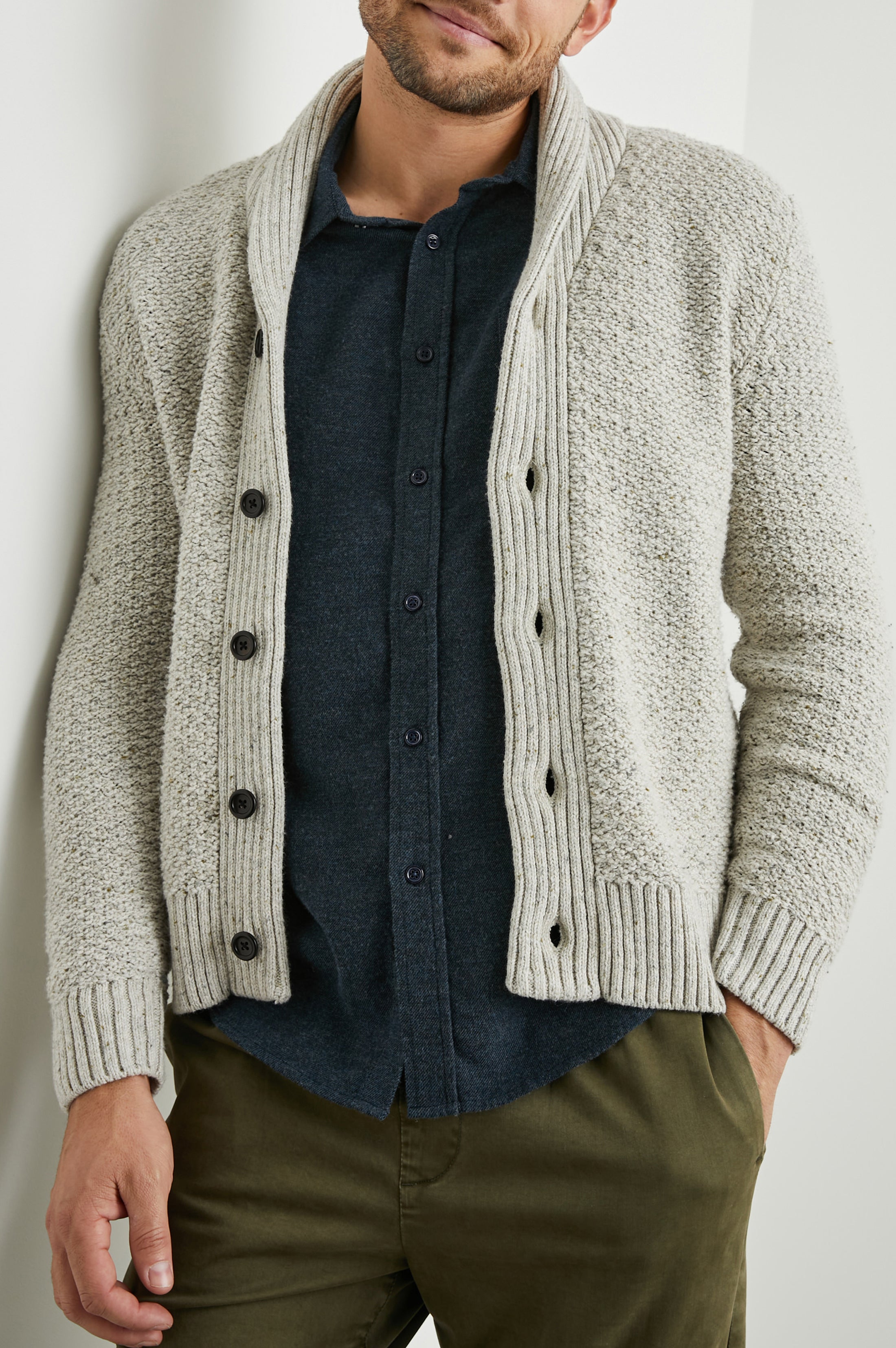 DURAN CARDIGAN - KHAKI FOLIAGE NEP – Rails