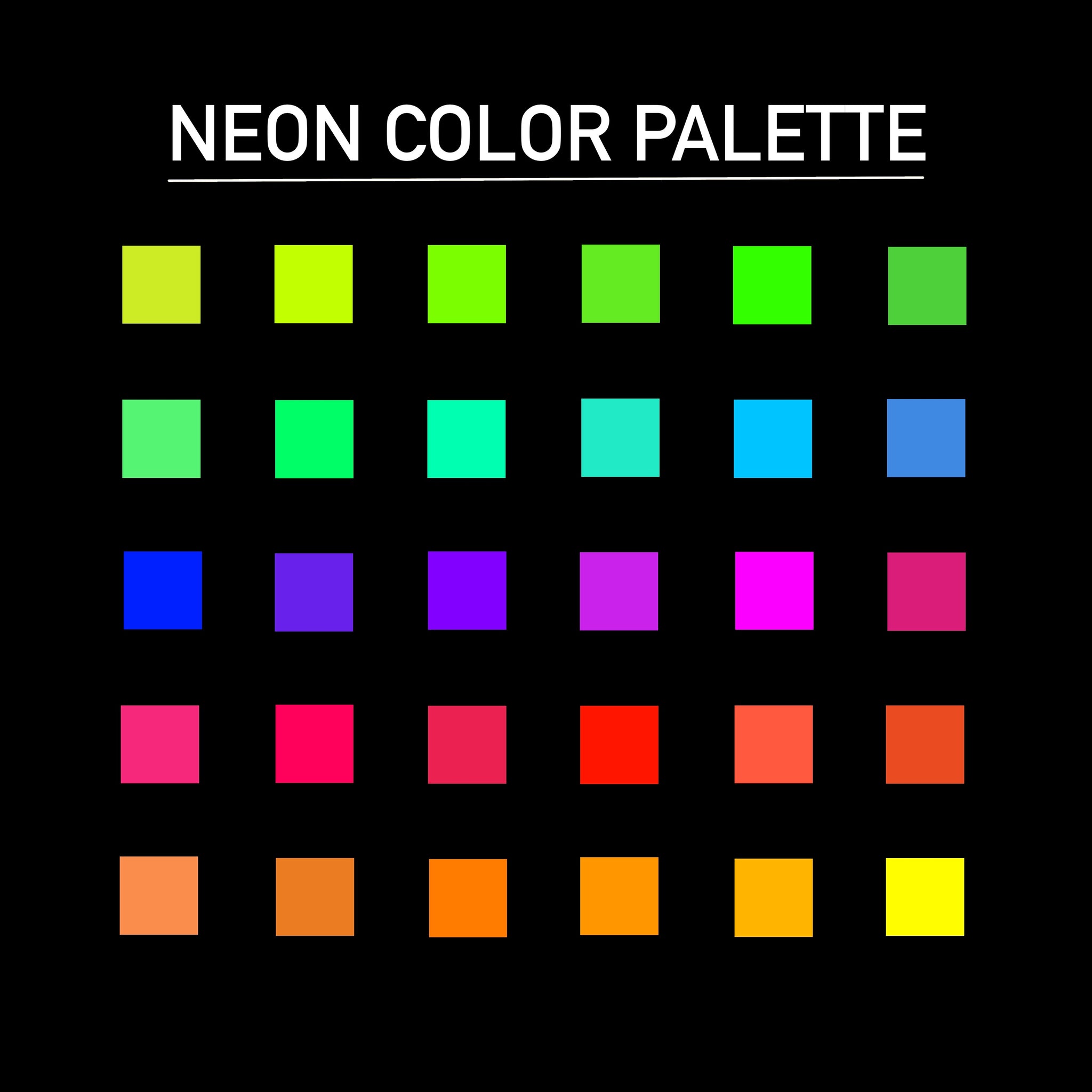 Neon Procreate Color Palette Blush River Design