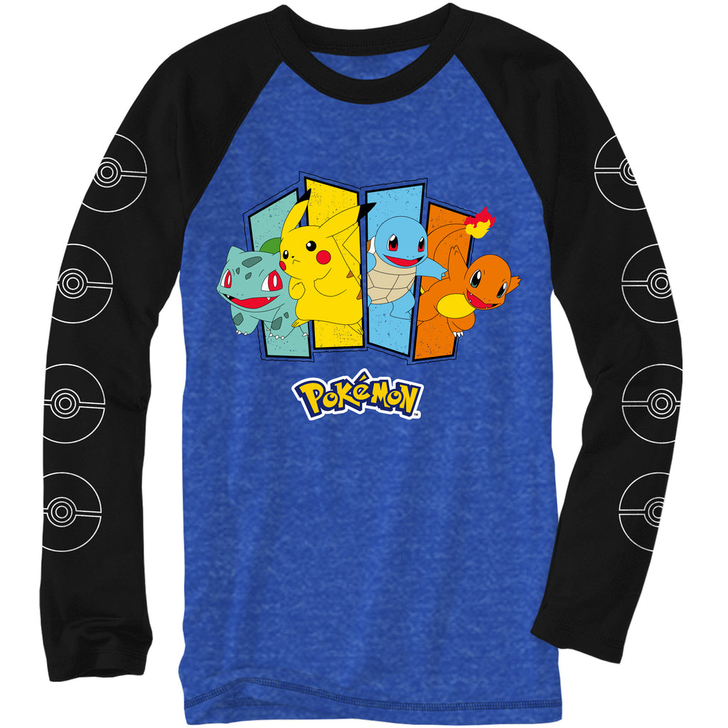 cassette comfort Benodigdheden Pokemon Boys' Classic Starter Group Long Sleeve Raglan T-Shirt, Sizes |  LoCo Apparel