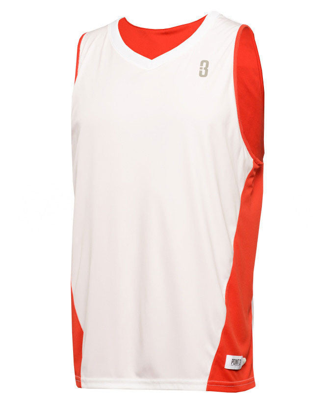 white and red basketball jersey