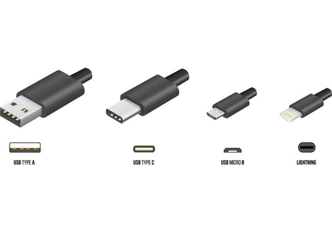 common USB types on phone chargers and phone cables