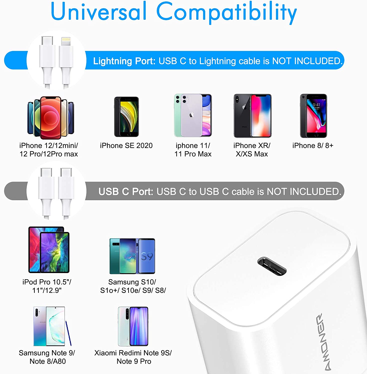 Iphone 12 Charger Amoner w Usb C Charger For Iphone 12 12 Mini 12 Amoner Powerful Energy Provider