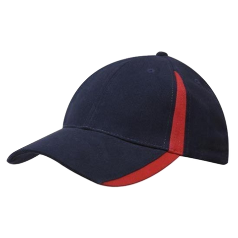Image of Brushed Heavy Cotton with Inserts on Peak and Crown, Colours: Navy/Red