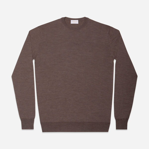 Extra Fine Merino Crewneck in Oatmeal - Made in Italy | Filofino