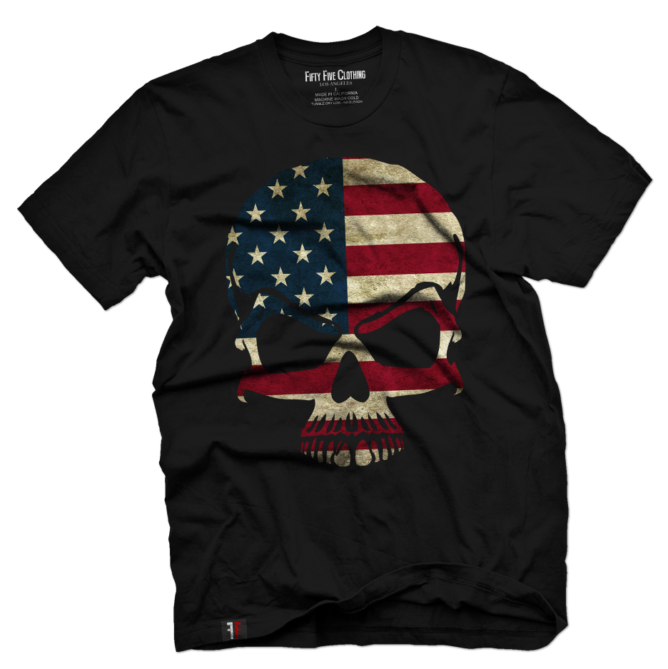 American Flag Skull Men's T Shirt