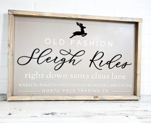 Old Fashion Sleigh Rides Wood Sign, 25" - Monogram Market