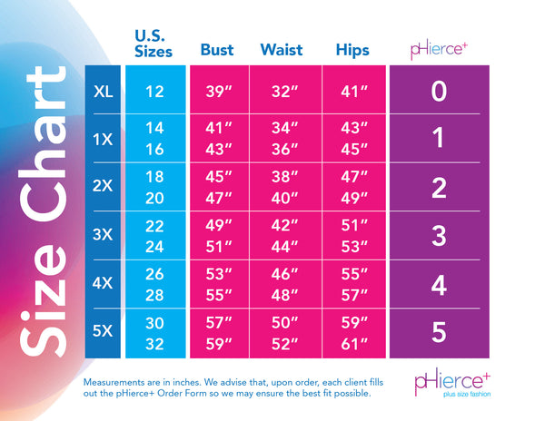 Size Chart for Phierce Plus