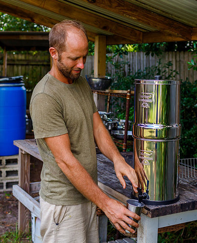 A Prepper Getting Water from His Berkey