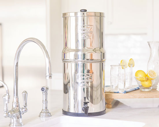Royal Berkey gravity-fed stainless water purifier, serves 2-4