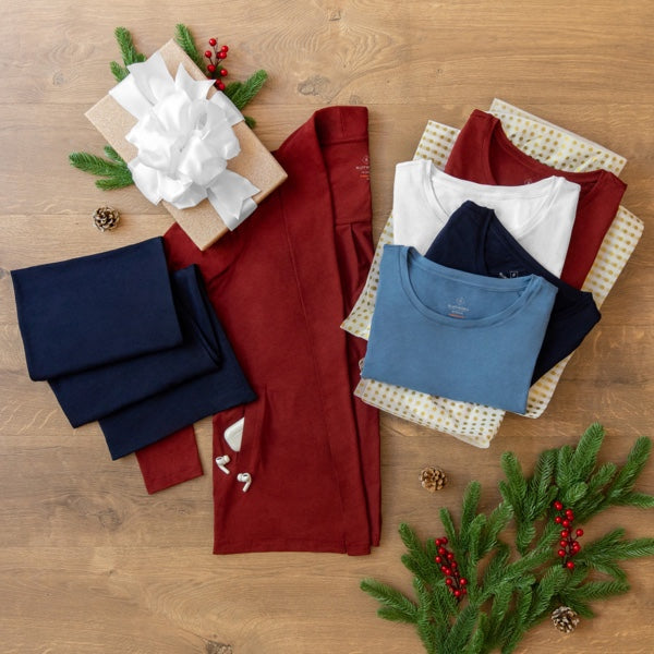 Women's holiday assortment of Threshold scarf, knit cardigan, and t-shirts.