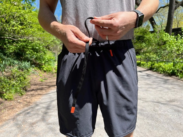 Detail shot of the elastic waistband in the Rev short.