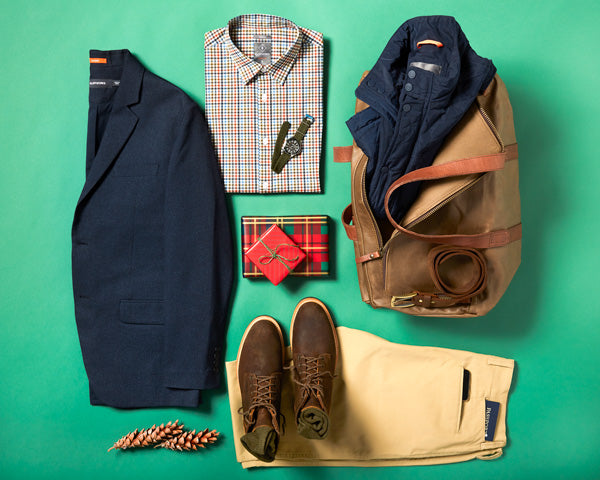 Stylish men's travel outfit for holiday.