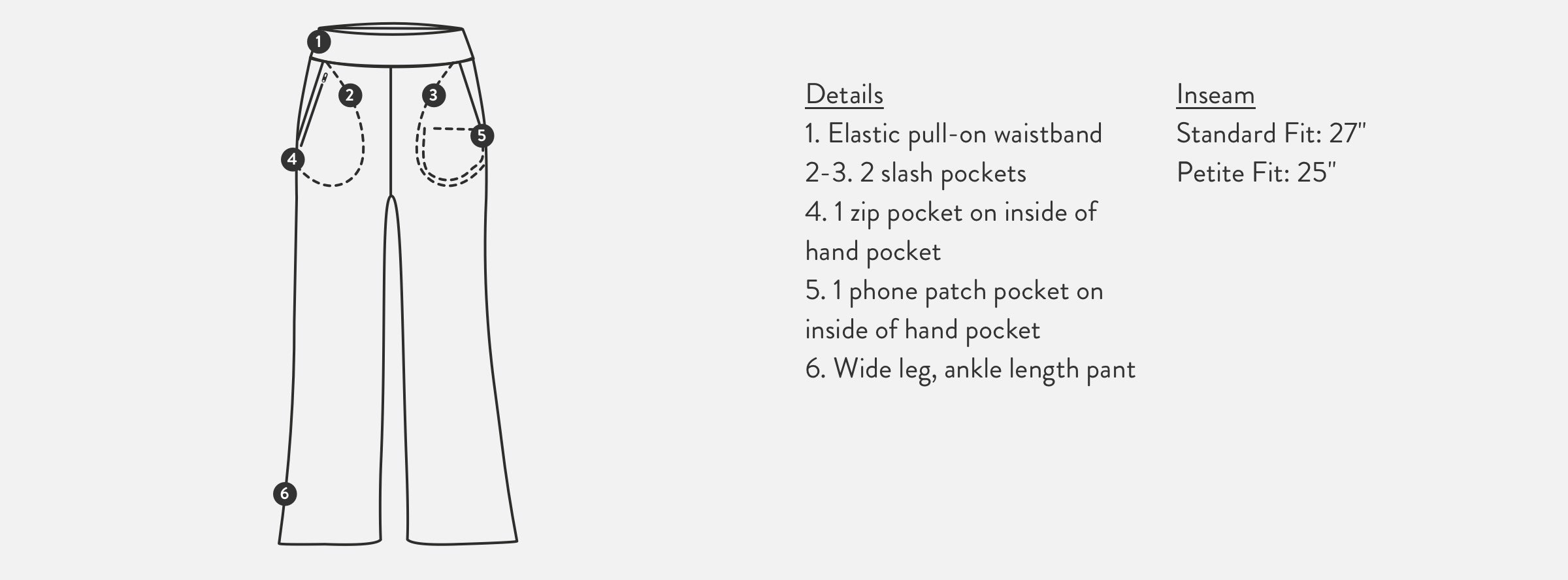 Detail diagram of the women's Threshold Wide Leg Pant.