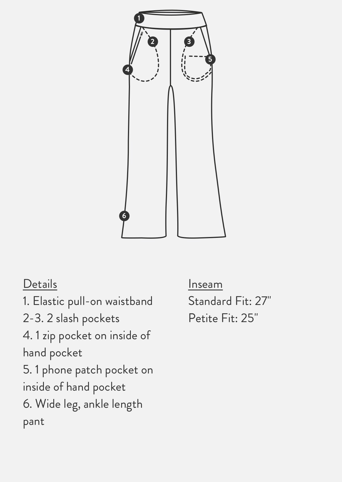 Detail diagram of the women's Threshold Wide Leg Pant.