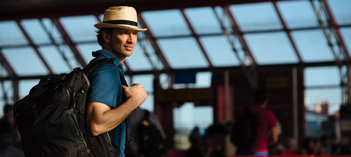 Stefan with a travel bag in Cuba.