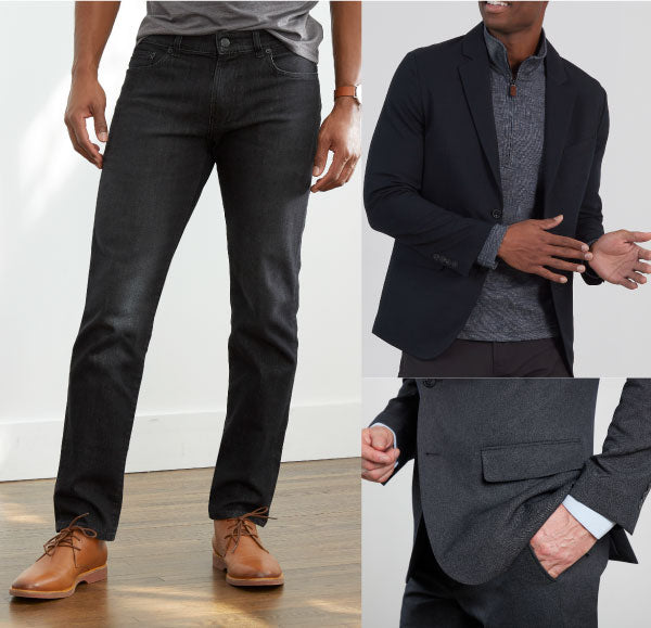 Dark Jeans, Dark Blazer, Business Casual