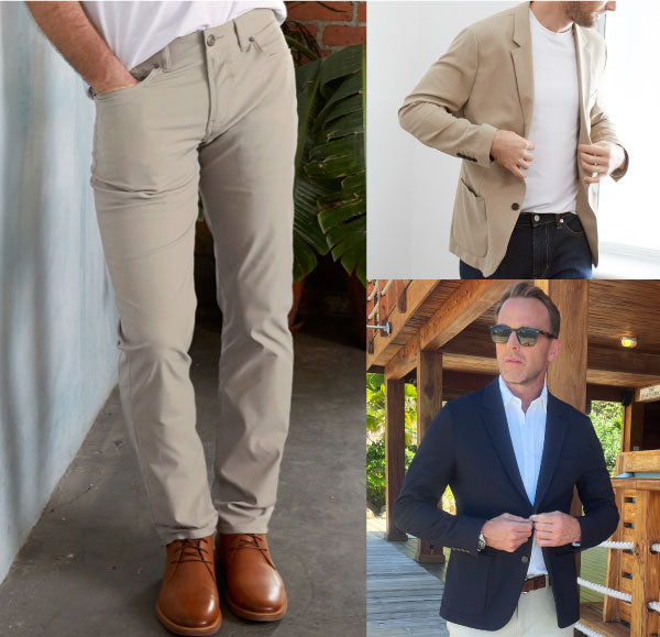 Vacation looks, casual blazer over a t-shirt, paired with jeans or 5-pocket