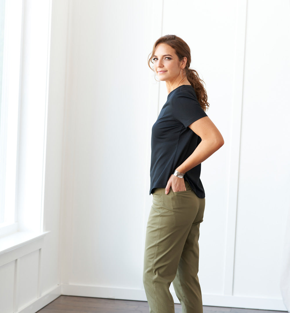 Palma Chino Pants Petite Fit - Olive Leaf