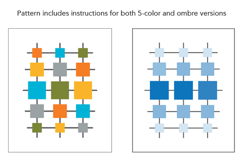 Drawing of two mid-century modern quilt pattern