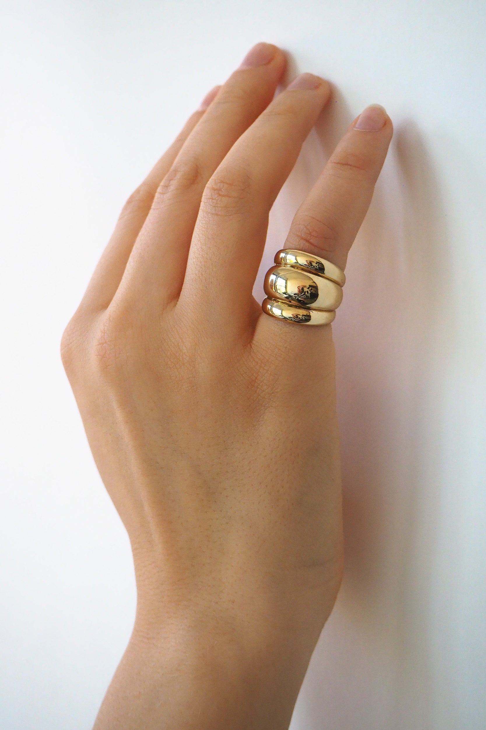 TRIPLE BANDED DOME RING | HIGH POLISHED BRASS