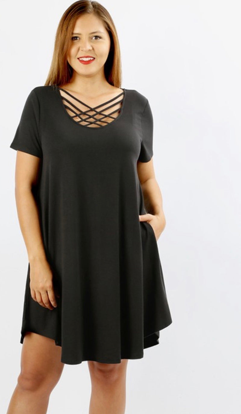 black strappy swing dress