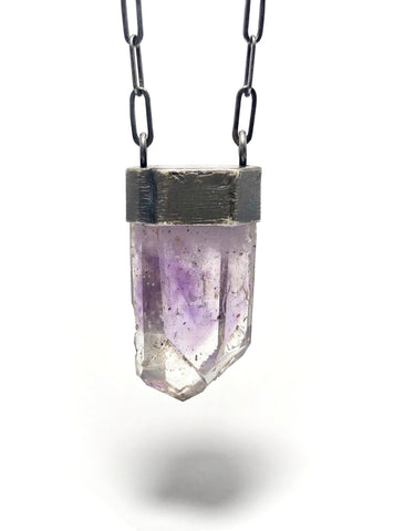Amethyst crystal magical talisman necklace.  Handmade and magically crafted by Alex Lozier Jewelry