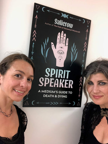 Alex Lozier + Salicrow with her book, "Spirit Speaker"