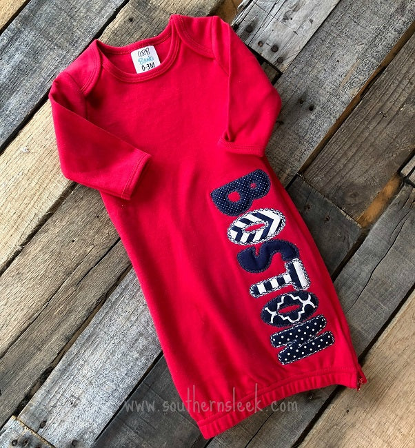 monogram baby gown