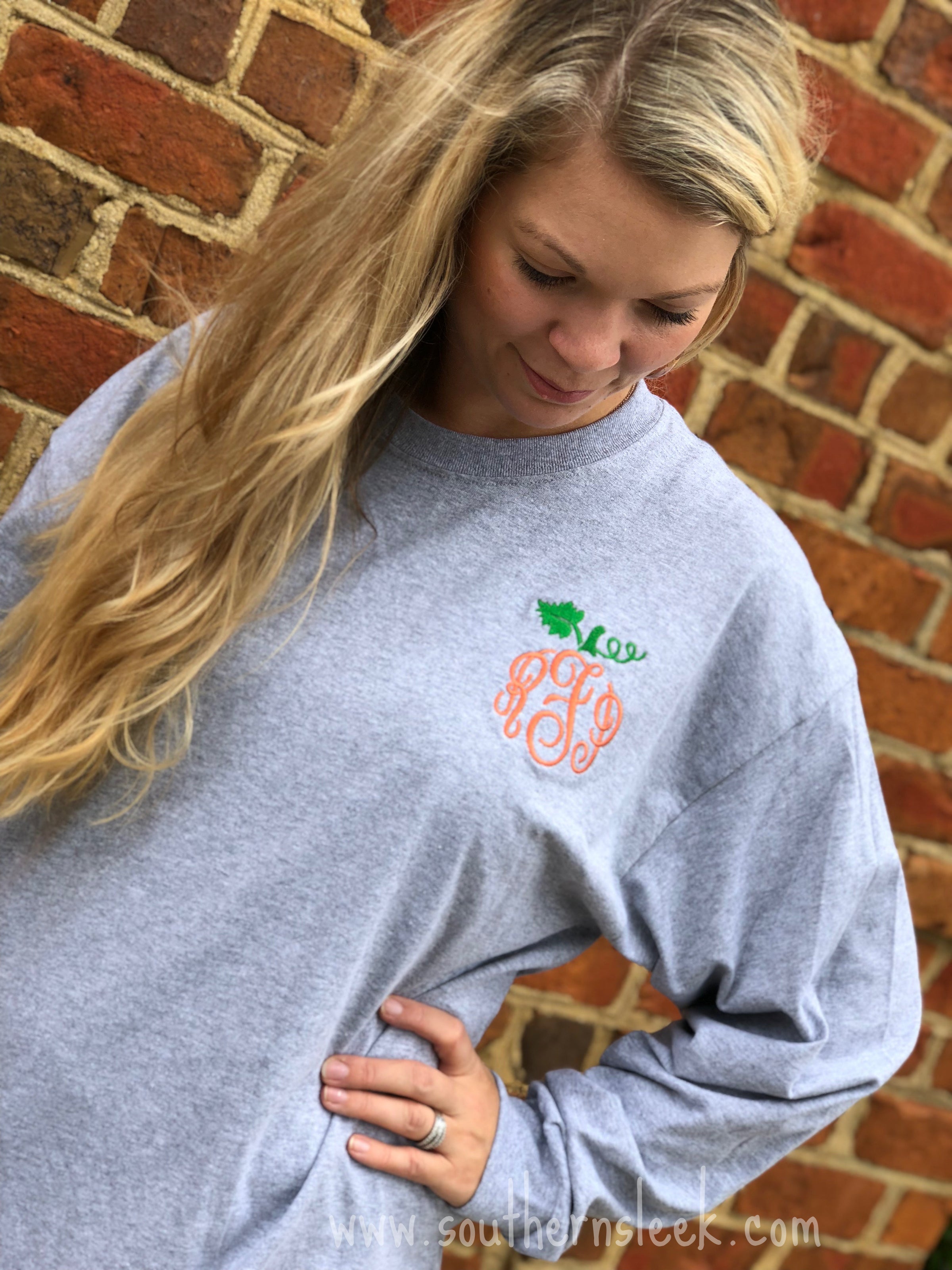 pumpkin monogram sweatshirt