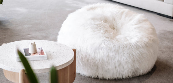 Lush fur white bean bag