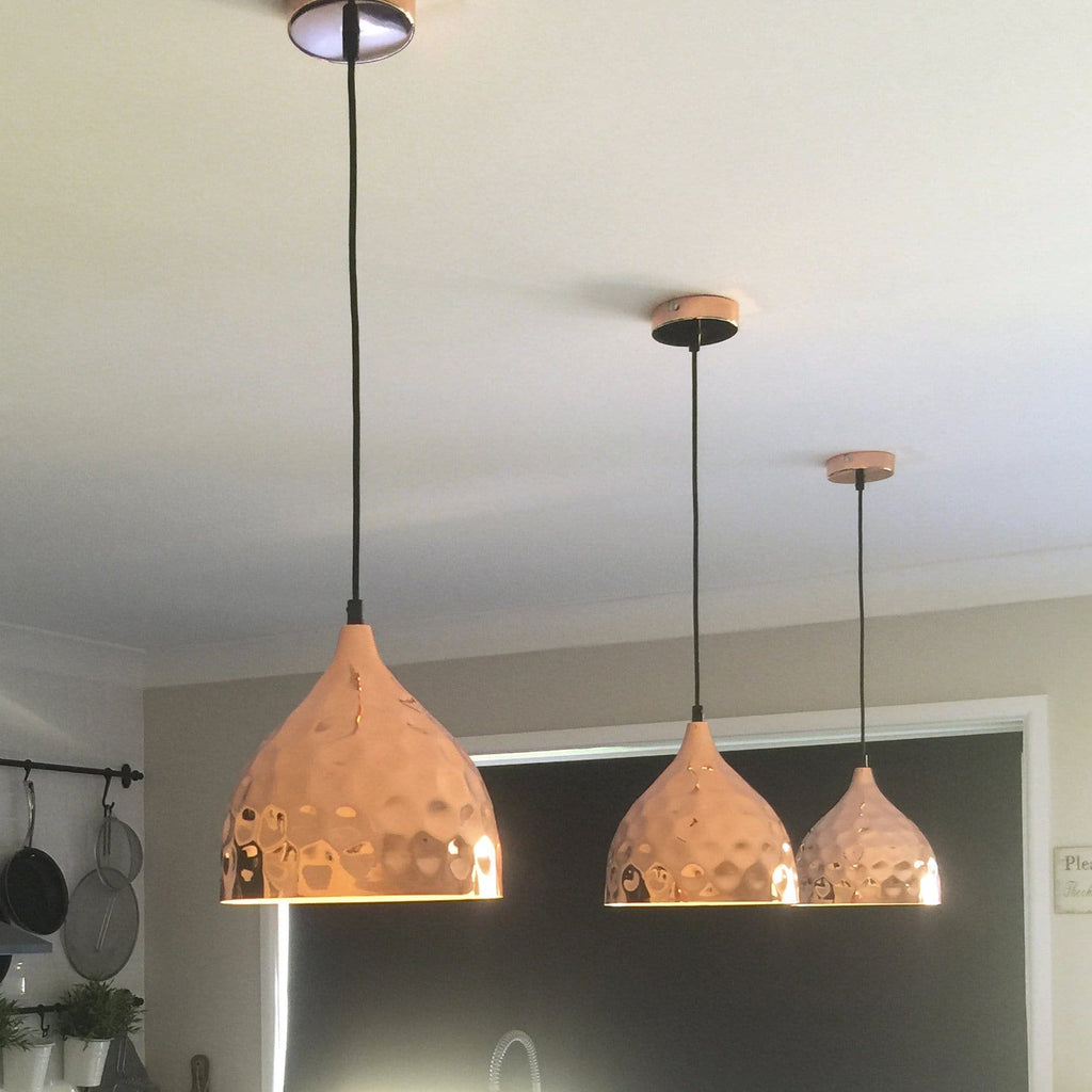 Nora Copper Hammered Pendant Light Ivory Deene