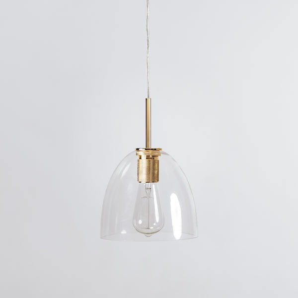 Valentine Glass Pendant Light, Antique Brass