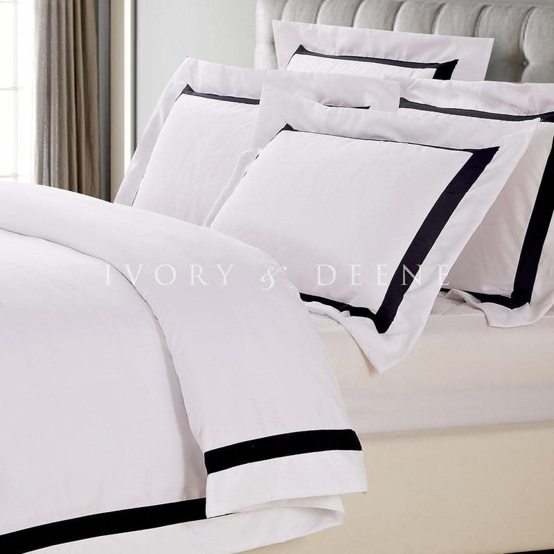 White Quilt Cover Set With Black Trim King Or Queen Ivory