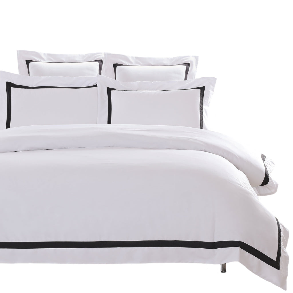 White Quilt Cover Set With Black Trim King Or Queen Ivory